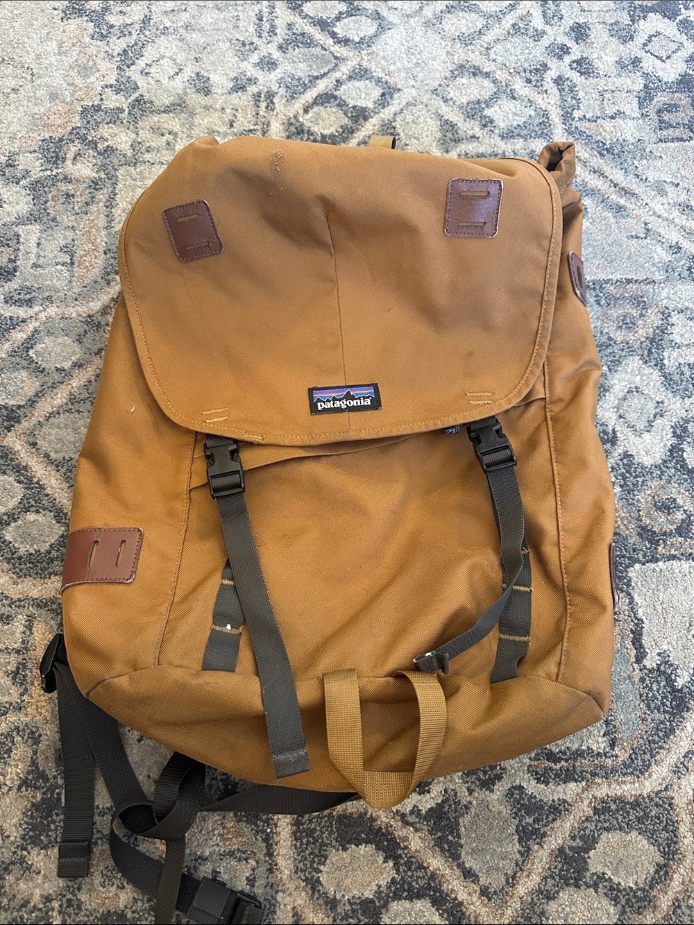Patagonia Brown/Tan Canvas Top-Load Backpack with Front Straps